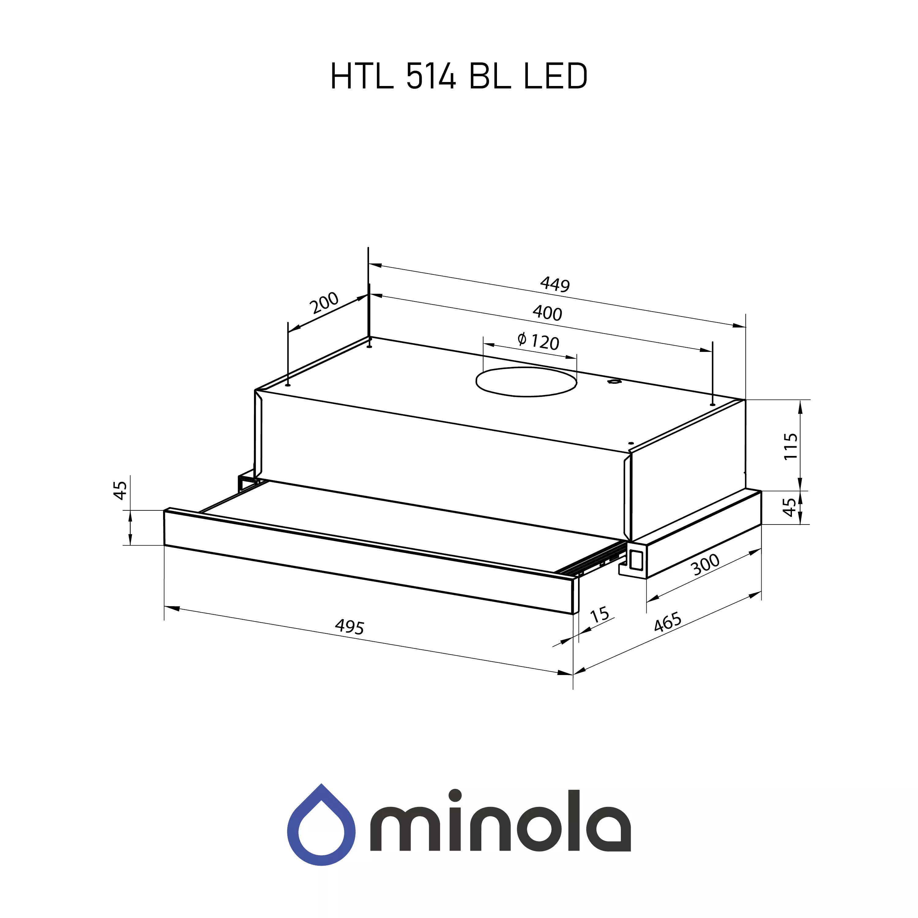 ➤Купить телескопическую вытяжку Minola HTL 514 BL LED в Киеве